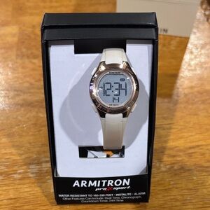 Armitron White and Rose Gold Digital Sport Watch NEW